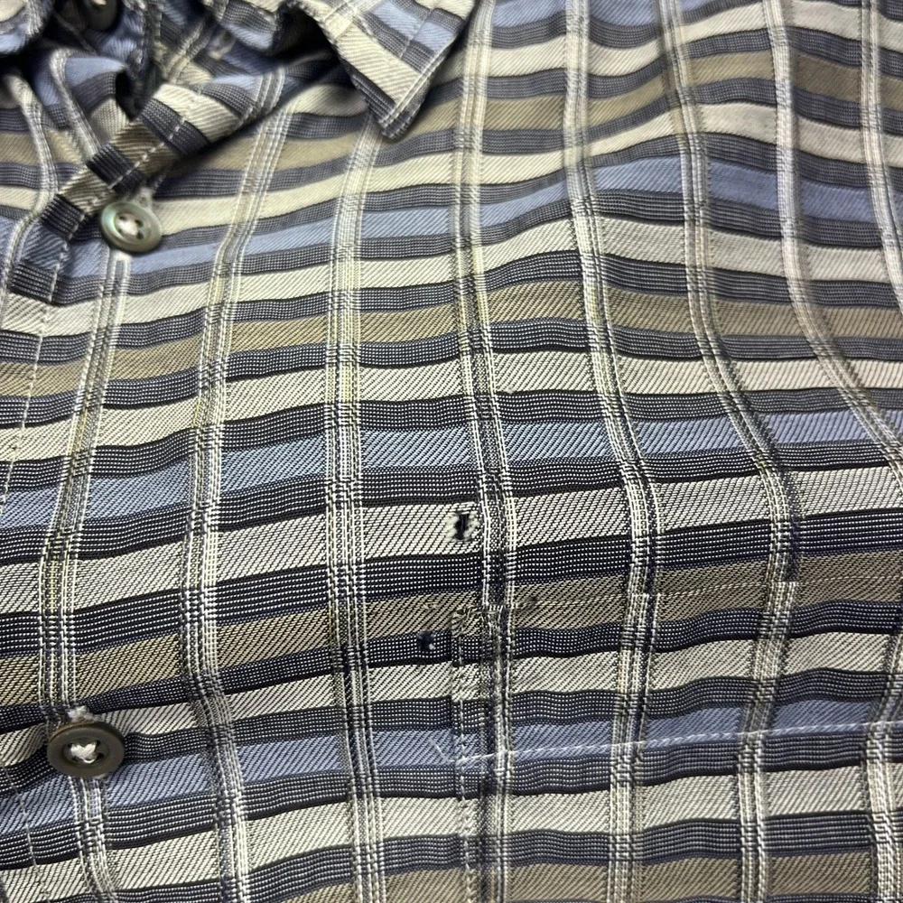 Lot of 2 Zanella Button-Up Shirt Plaid Striped‎ Long Sleeve Made in Italy L Boho